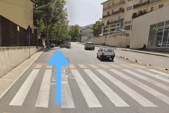 Arrivo nel centro abitato